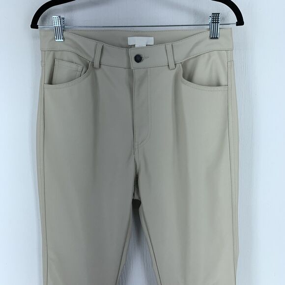 H&M Womens 10 Faux Leather Trousers Pants High Rise Festival Biker Moto Party - Picture 3 of 8